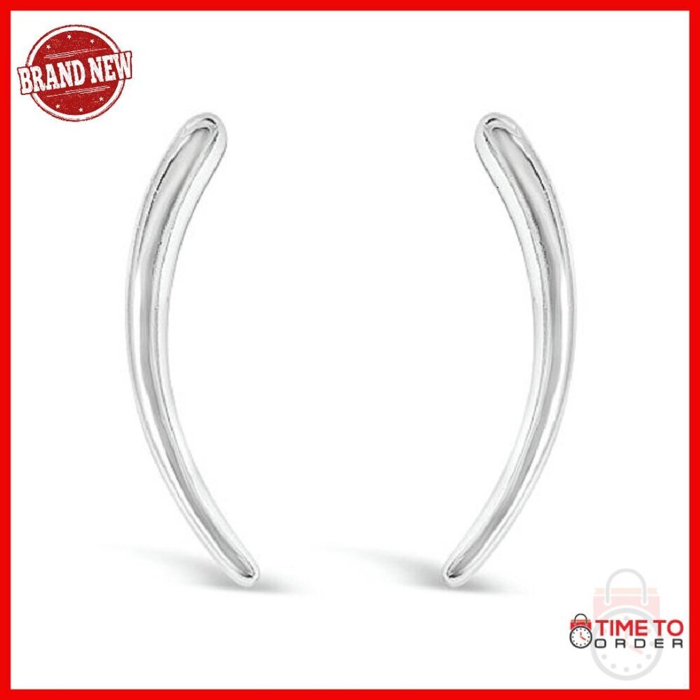 Sterling Silver Ear Crawler Cuff Earrings - Hypoallergenic Climber Studs